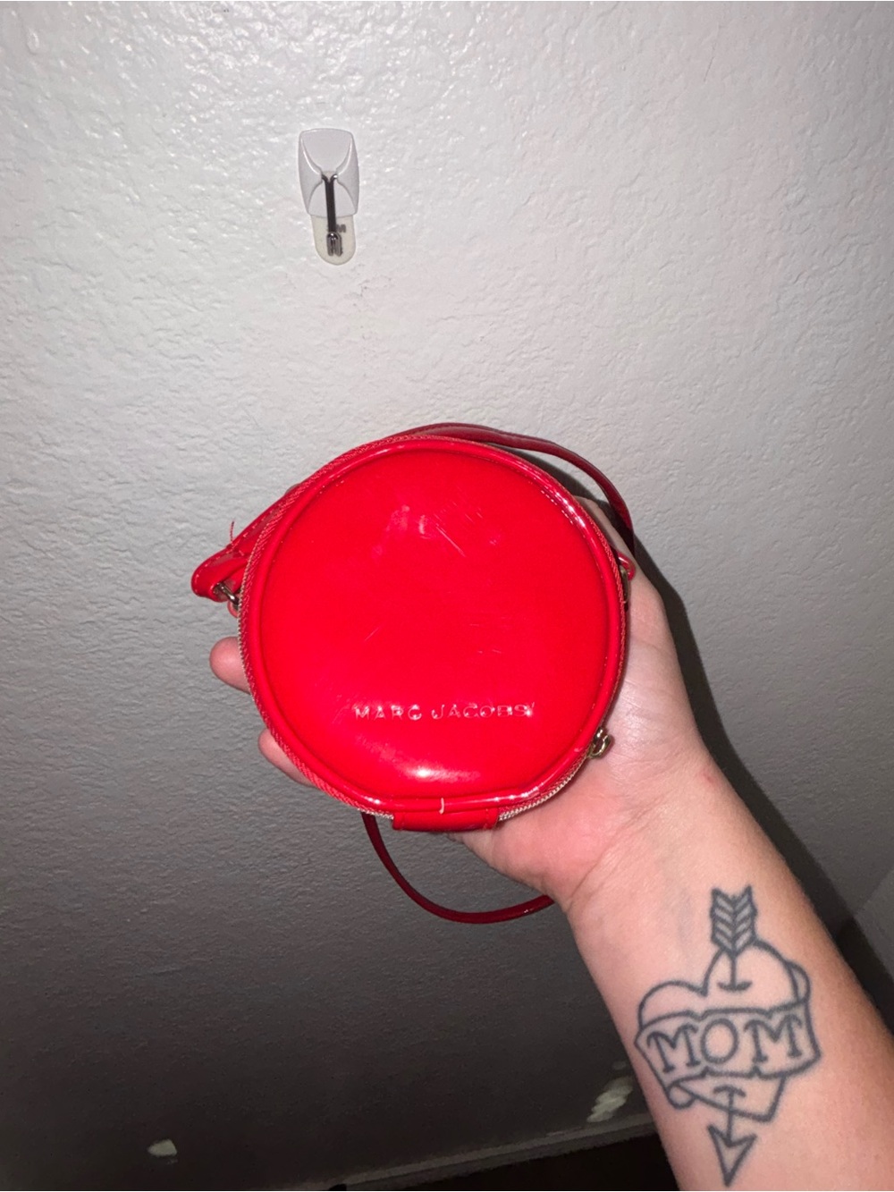 Marc Jacobs Red Round Crossbody Coin Pouch Purse Shoulder Bag